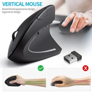 Souris verticale ergonomique sans fil 2,4 GHz pour ordinateur portable PC ordina - Afbeelding 1 van 8