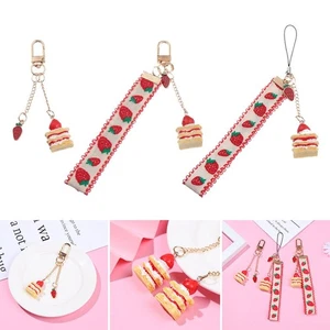Women Popular Charm Mobile Phone Lanyard Bag Pendant Cake Cute Strawberry - Photo 1 sur 15