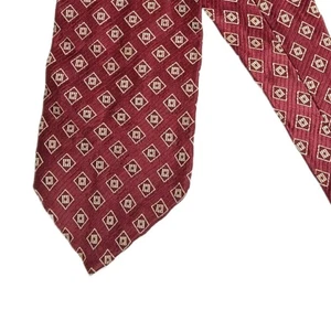 Giorgio Armani Silk Blend Tie Men’s 59” Burgundy Gold Geometric Italian Wide New - Picture 1 of 4