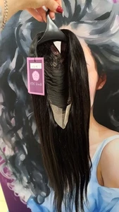 V-Part Gerade Echthaar Perücke Schwarz Braun V Part Wig Extension Humanhair - Bild 1 von 3