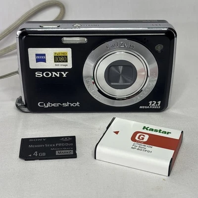 Sony Digital Camera Cybershot DSC-W220 12.1MP Black Tested W/ Battery + Memory - Image 1 of 4