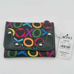 Cartera de Bolsillo Vintage XOXO Abrazos y Besos Corazón Amor Multicolor a Presión Nueva con Etiquetas - Imagen 1 de 7