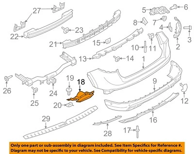 Componentes de parachoques trasero Ford OEM 16-23 MKX-conducto de escape FA1Z17F827B Foto 1 de 2