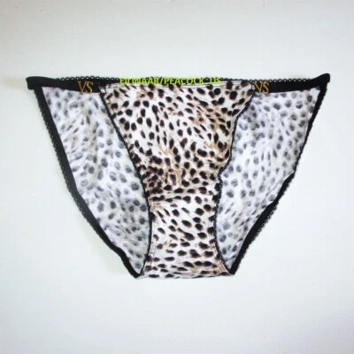 VICTORIA SECRET Algodón Tanga Bikini Panty Dije S M L XL Blanco Negro Leopardo Foto 1 de 4