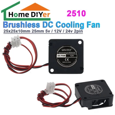 Brushless DC Cooling Fan 25x25x10mm 25mm 2510 5v / 12V / 24v 2pin Graphics card - Image 1 of 4