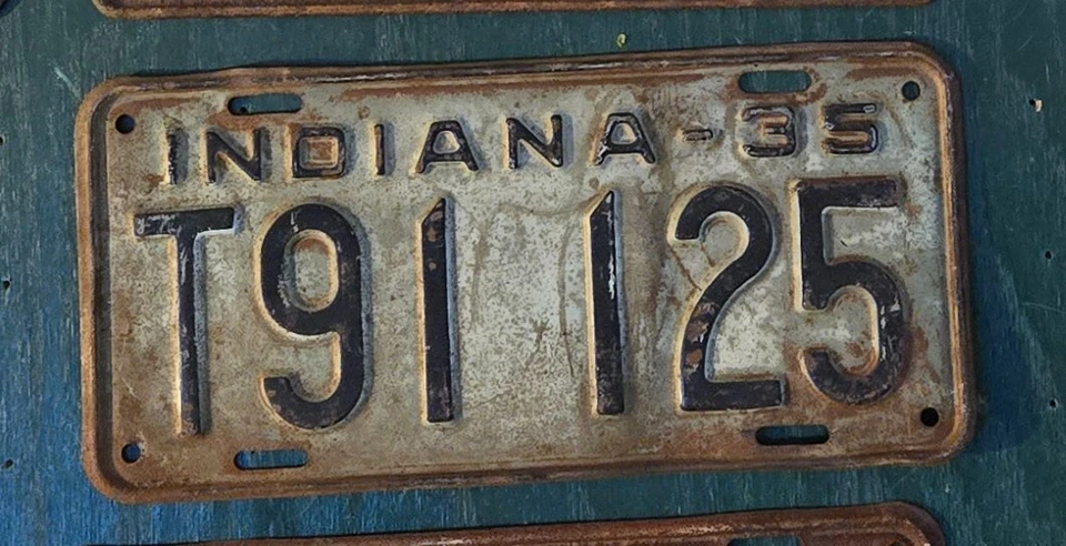 Etiqueta de matrícula de camión Indiana 1935 # T91 125 Foto 1 de 1