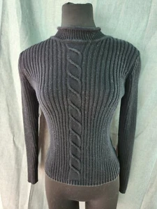 Dockers Turtleneck Sweater Long Sleeve Black 100% Cotton Knit Women's Size Small - Picture 1 of 9