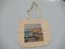 NEW APPROX. 15 1/2" X 17 1/2" W LIGHTHOUSE BY THE SEASIDE CANVAS TOTE BAG