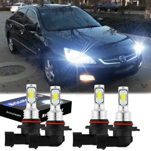 For Honda Accord 2003-2007 LED Headlight 4 Bulbs White High/Low Beam 9005 9006