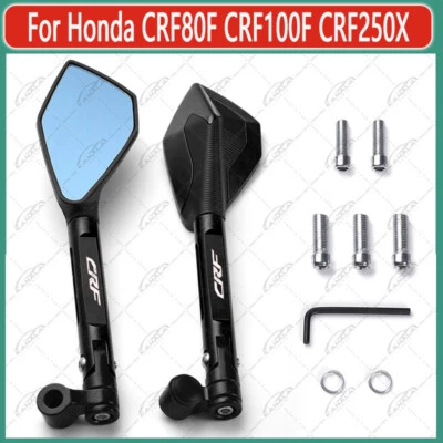 Black For Honda CRF80F CRF100F 250X 450R 300L Motorcycle Side Rearview Mirrors - Imagem 1 de 3