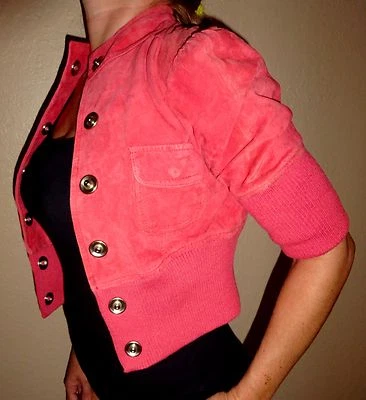 Guess замши винтажный Moto Crop мотоциклетная куртка пальто маленький - Изображение 1 из 4