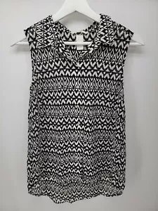 Top blusa donna lungo floreale H&M nero panna bianco taglia 4 - Foto 1 di 8