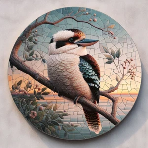 30cm Metal Wall Plaque Kookaburra Mosaic Print Australian Bird Hanging Ornament - Picture 1 of 8
