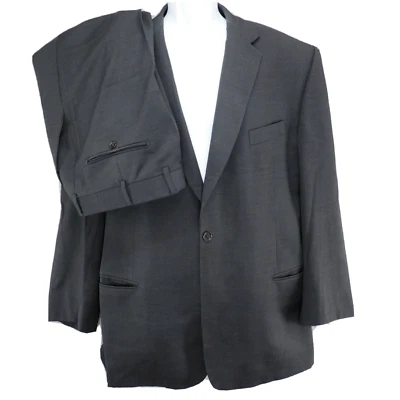 Jhane Barnes Suit Mens Italian Wool Charcoal Grey Pleated Pants 36x26 Jacket 44L - Image 1 of 4