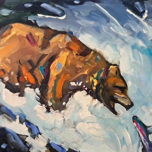 Original Art Small Impressionism Painting Wild Nature Color Statement Hawkins - Picture 1 of 6