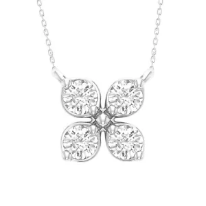 Collar Colgante Flor Moissanita Real Redondo 0.13ct Mujer Chapado en Oro 14k - Imagen 1 de 16