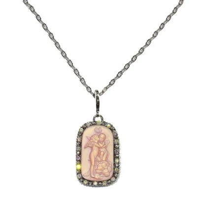 Kirks Folly Glass Primer Beso Querubín Ángel Colgante/Dije Collar Tono Plateado Foto 1 de 3