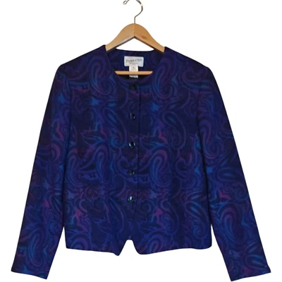 VTG Pendleton Blazer Women's 10 Paisley Button Front Jacket Blue Purple Lined - Image 1 of 4