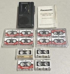 Vintage Panasonic RN-122 Microcassette VAS Voice Activated Recorder w/ 12 Tapes - Imagen 1 de 9