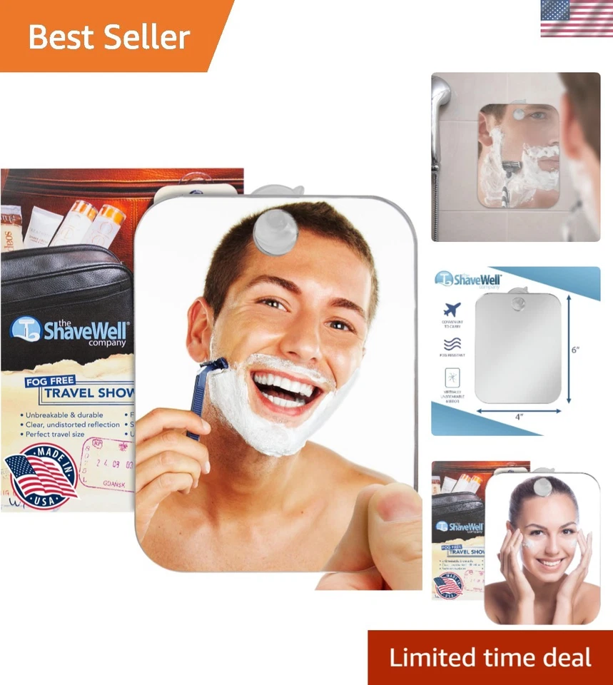 The Shave Well Company Unbreakable Fog Travel Mirror