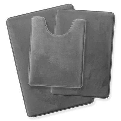 Juegos de alfombras de baño de 3 piezas - Juego de alfombrillas de baño de espuma viscoelástica, ultra suaves, felpa, acogedoras... Foto 1 de 4