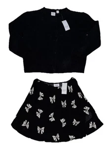 RTLS $95 GAP KIDS GIRLS PRETTY BLACK CARDIGAN SWEATER & FLARE SKIRT SZ 4-5 - Picture 1 of 4