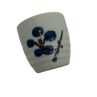 Mini taza de té vintage tamaño tiro japonés hecho a mano cerámica impresa gris/azul/marrón Foto 1 de 4