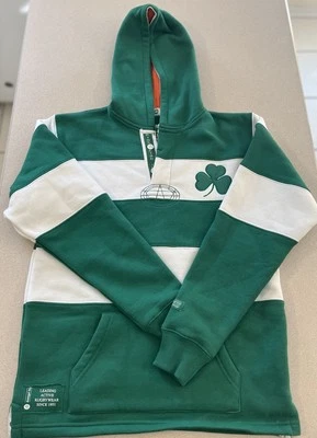 Sudadera con Capucha Donegal Bay Athletics Verde Blanco Parche Trébol Rugby Irlandés Talla Pequeña Foto 1 de 4