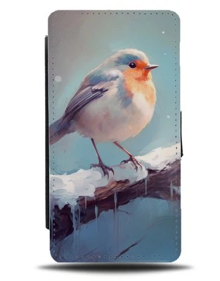 Frozen Christmas Card Robin Style Flip Wallet Case Robins Bird Ice Winter CM15 - Изображение 1 из 3