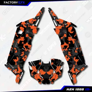 Black & Orange Distressed Graphics kit fits Polaris RZR XP 1000 4 Door 19-23 - Foto 1 di 2