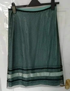 COAST Ladies Size 10 Black Blue Mesh Beaded Skirt Inner Layer 100% Silk Y2K 90s - Picture 1 of 7