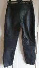 Vintage schwarz Lewis Leder Damen Bikerhose mit Reißverschluss Bein Hose Größe 12