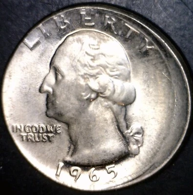1965 ERROR OFF CENTER Washington Quarter AU + O/C Coin   NR - Image 1 of 4