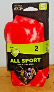 SOFSOLE All Sport Girls Team Socks 2 PAIRS Red Tye-Dye Small Shoe Size 13C-4Y - Picture 1 of 4