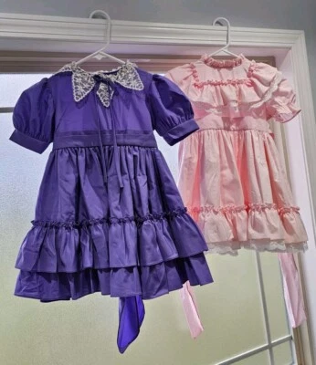 Vestidos de fiesta vintage Martha’s Miniatures x2 con volantes encaje círculo completo concurso  Foto 1 de 4