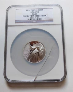 Gallo Francia 2014 100 € clasificado como nuevo 70 por NGC uno de los primeros 1000 golpeados - Imagen 1 de 4