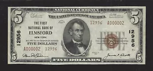 Billete trofeo Westchester Elmsford, NY #12956 Series 1929, $5,00 T-2, XF, A000002, - Imagen 1 de 4