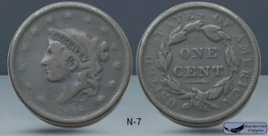 1838 N-7, Matron Head Large Cent, Very Good+ Condition, Ryan's Rare Coins, C7995 - Picture 1 of 1