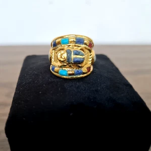Luxurious Tutankhamun Scarab Ring Replica- 24K Gold Plated, Meticulously Crafted - Picture 1 of 13