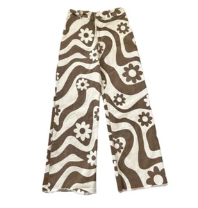 Wide Leg Boho Hippie Jeans Womens Size Medium Pant Daisy Flower Rebels & Lovers - Picture 1 of 10
