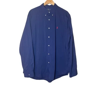 Authentic Ralph Lauren Dress Classic Fit 2XL Navy Red Button Down Polo Pony - Picture 1 of 3