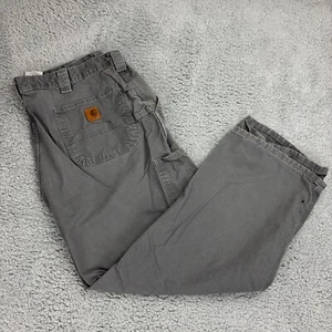 Pantalones de carpintero grises Carhartt para hombre peto frente plano algodón talla 40X30 - Imagen 1 de 10