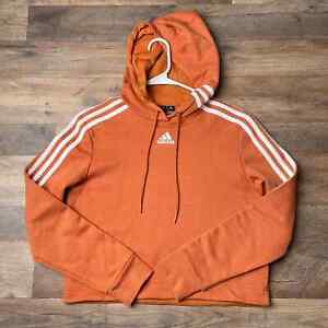 Adidas Hoodie Women's Size XS Orange Cropped Athletic Training Fitness 1387