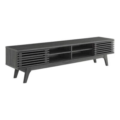 Modway Render 70"W Modern Wood TV Stand for TVs up to 78" in Charcoal - Image 1 of 4