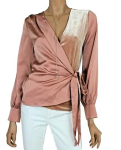 Lucy Paris Women's V Neck Velvet Ella Wrap Top Mauve Size Large #LP06 - Picture 1 of 3