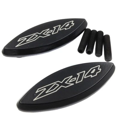 Placas base de tapa de bloqueo de espejo para 06-14 07 Kawasaki Ninja ZX-14 ZZR1400 negro Foto 1 de 4