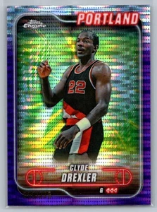 2024-25 Topps Chrome #30 Clyde Drexler Purple Refractor - Picture 1 of 2