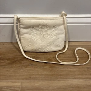 Bolso de hombro para mujer Paper White encaje blanco 1988 bordado a mano vintage - Imagen 1 de 14