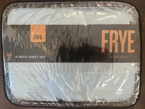 Juego de sábanas Frye 60 % algodón 40 % mezcla de lino 4 piezas King azul nuevo - Imagen 1 de 5