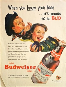 Budweiser Enjoy Today It's Bound To Be Bud Anheuser Busch-1963 Vintage Print Ad - Picture 1 of 1